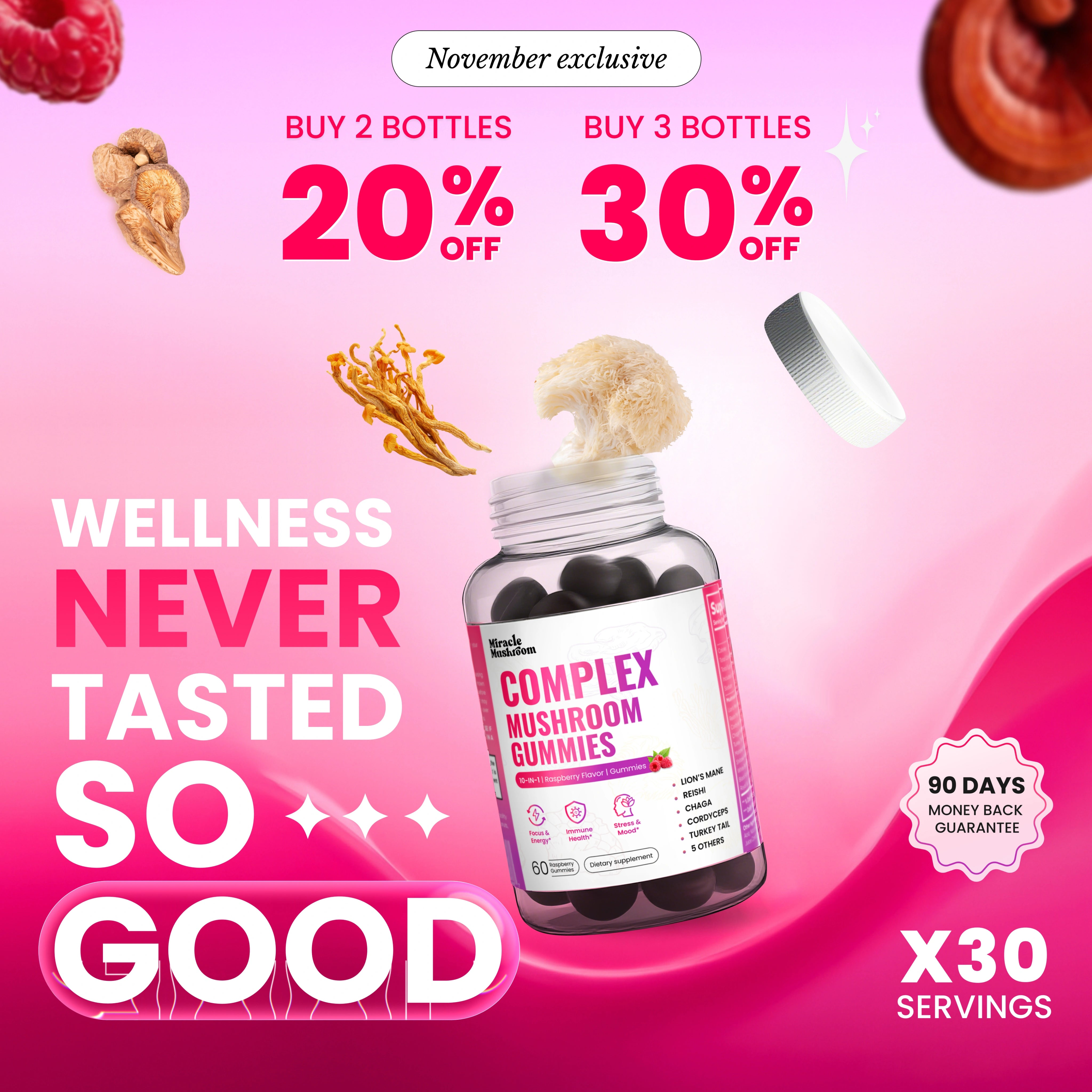 Miracle Mushroom 10-in-1 Gummies - Premium Organic Mushroom Complex